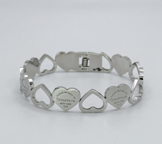 Open Front Tiff n Co. Silver Stainless Steel Bangle Bracelet