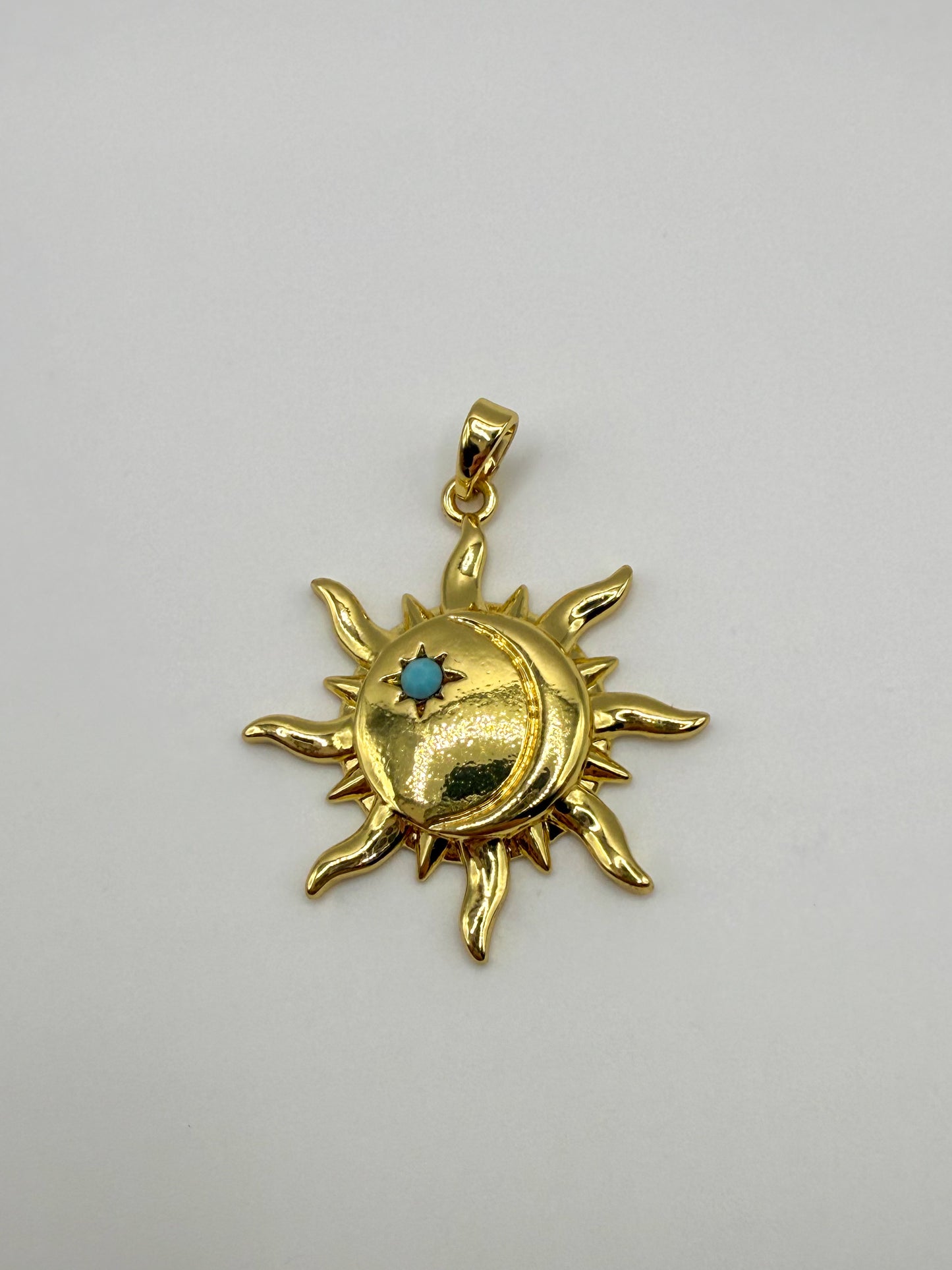 Stainles Steel Gold Moon & Sun Charm Pendant