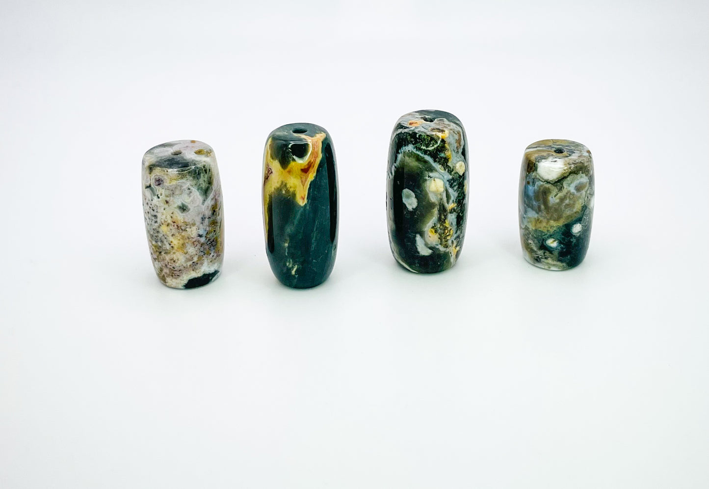 Natural Ocean Jasper Focal Barrel  Crystal Beads