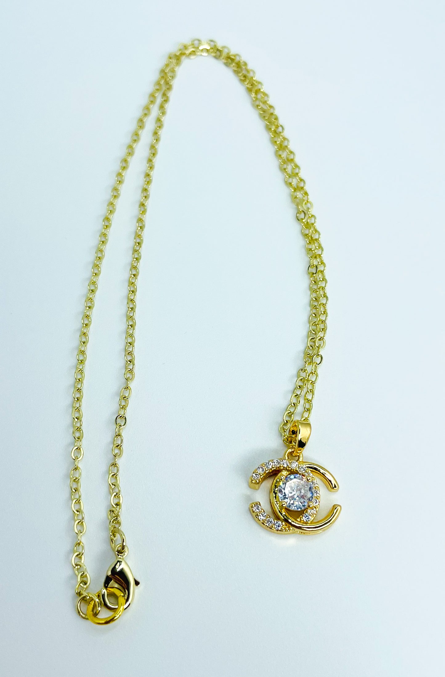 Gold CC Moissanite Diamond Necklace