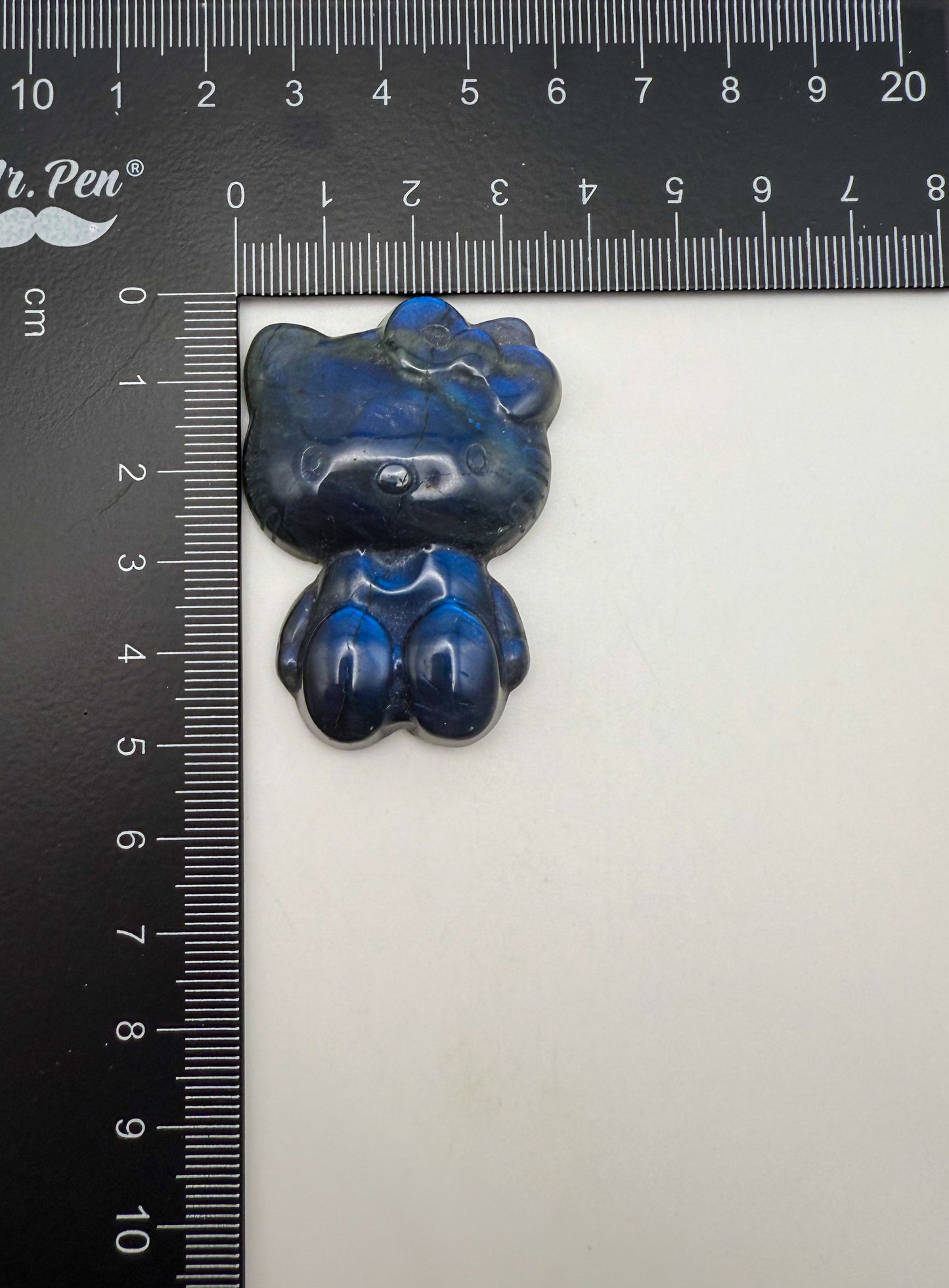 Natural Labradorite Crystal HK Kitty Flatback Decor
