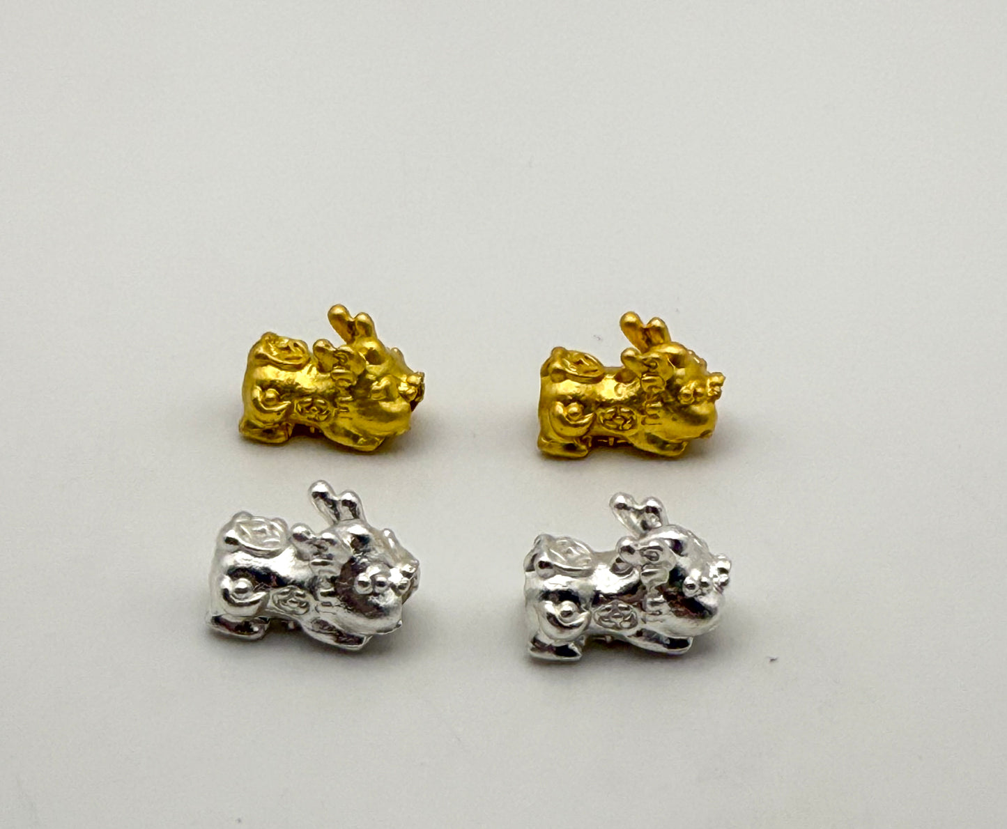 Gold & Silver Pixiu Spacer Charm 3D Bead