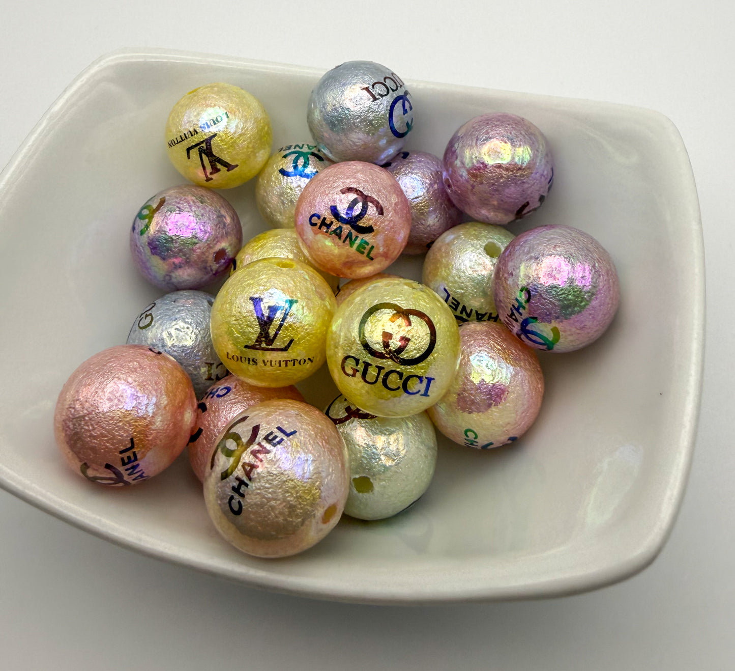 Colorful Metallic 16mm DIY Pen Keychain Acrylic Bead Set