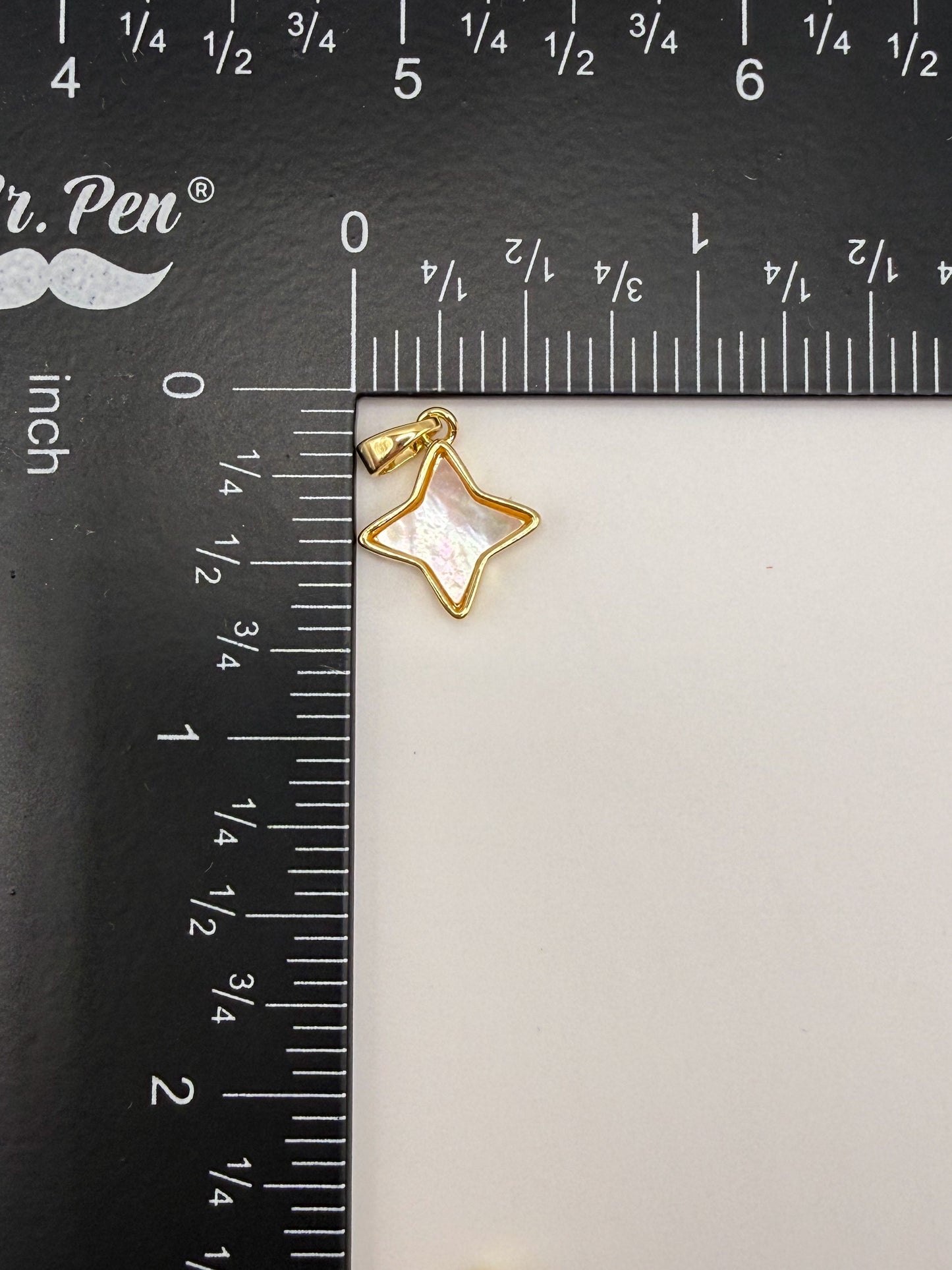 Natural Abalone Shell & Mother of Pearl Shell Clover & Star Gold Charm Pendants
