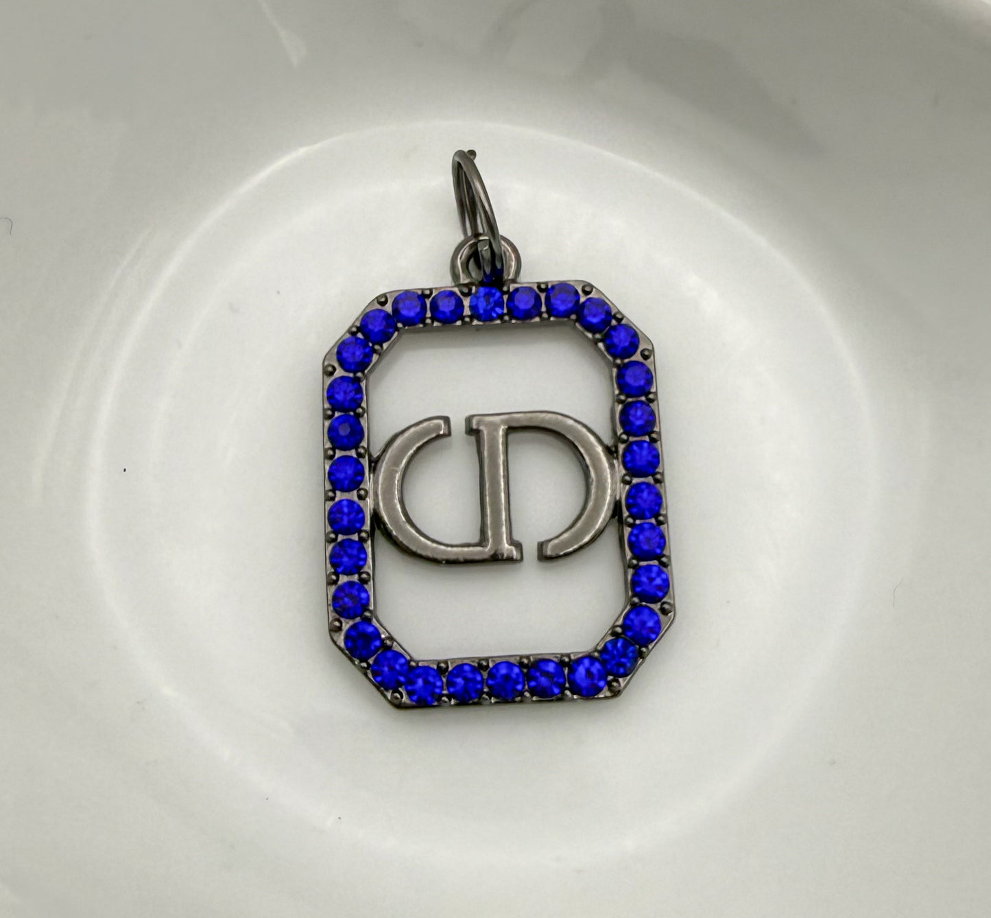 Color Rhinestone High Quality CDior Black Metal Charm Pendants