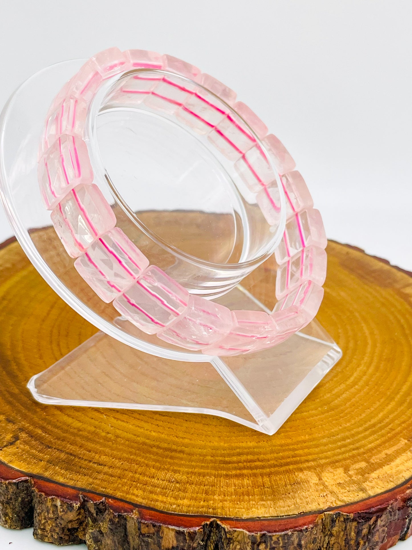 Natural Rose Quartz Bangle Bracelet