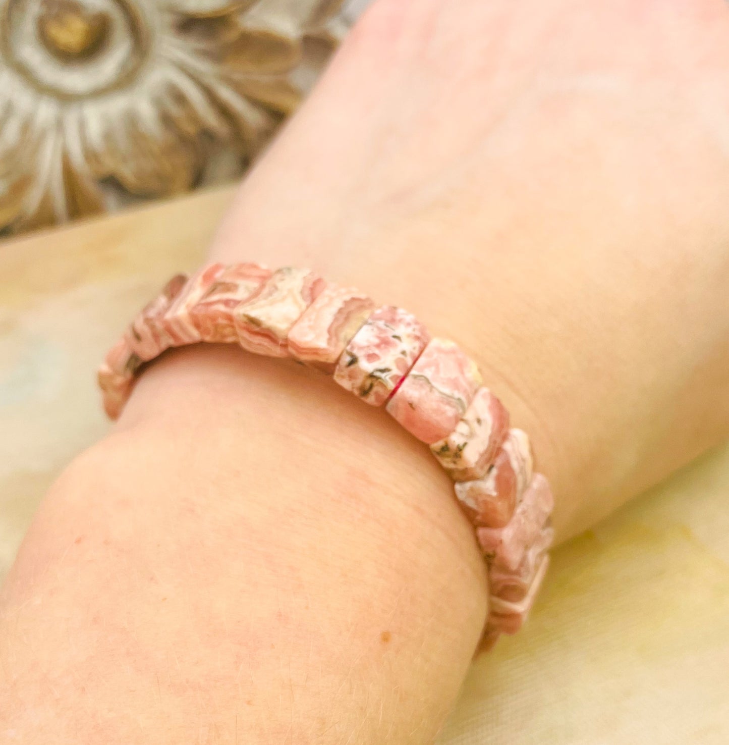 Natural Rhodochrosite Bangle Crystal Bracelet