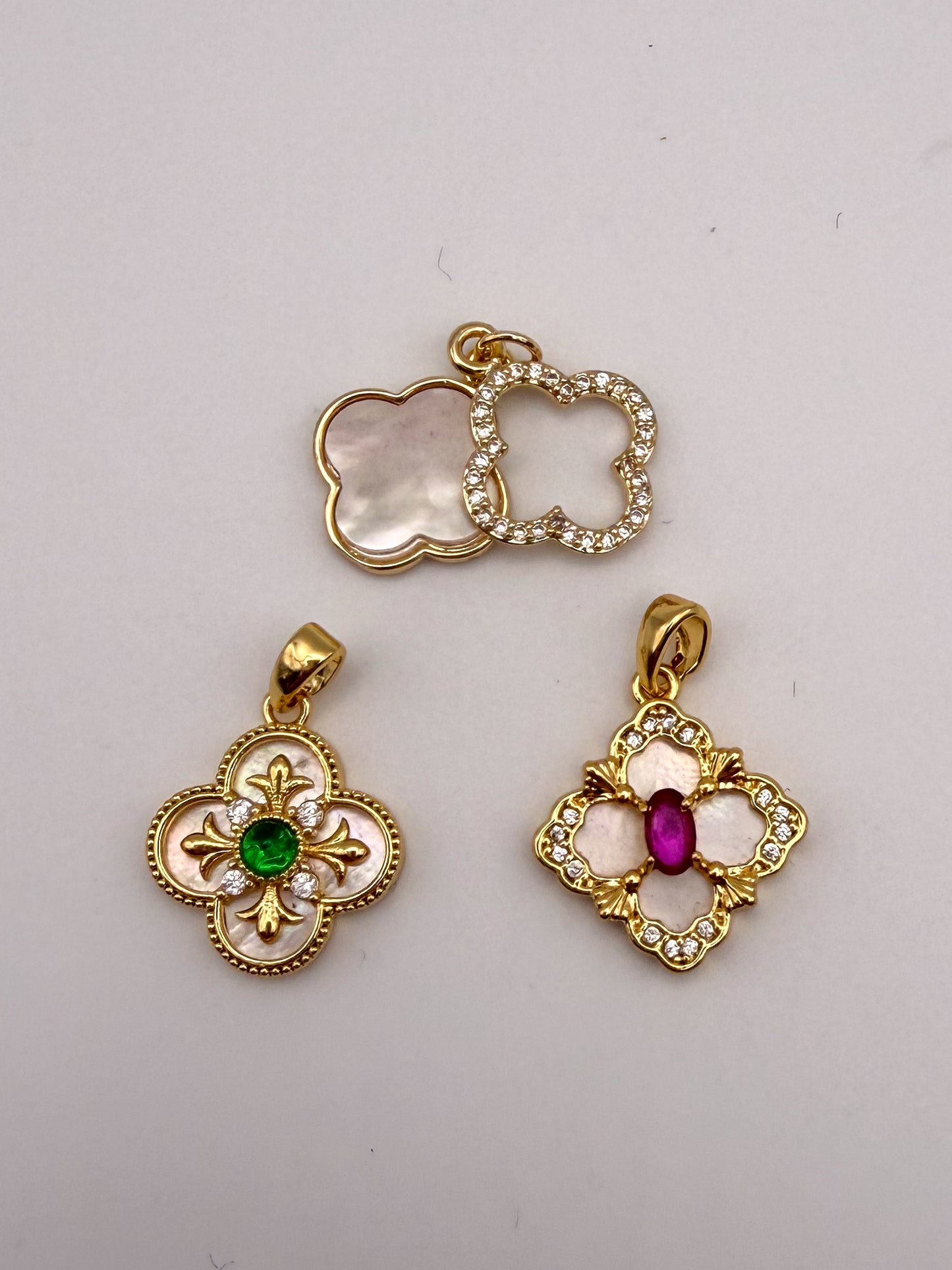 Gold Mother of Pearl Shell Clover Charms