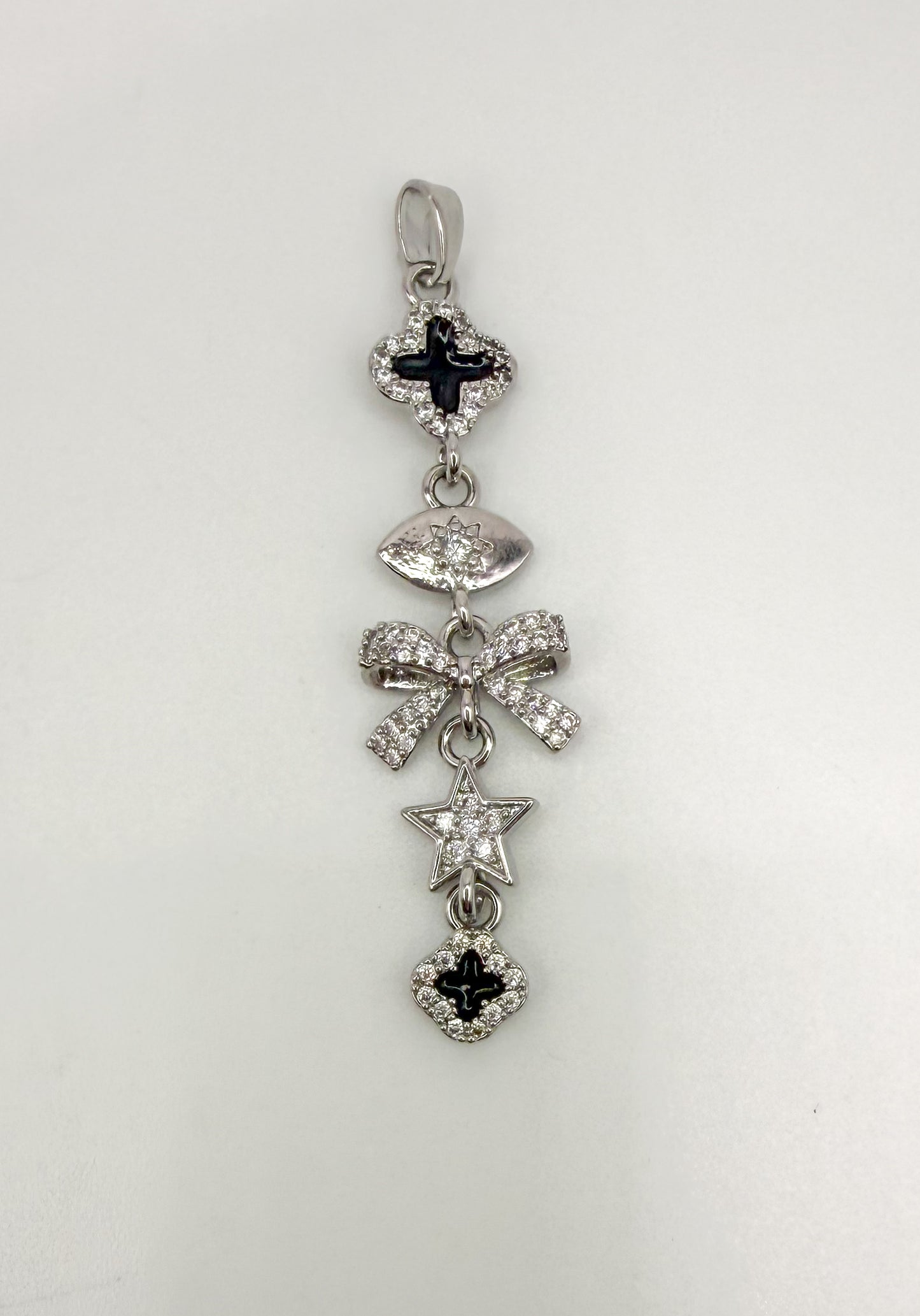 Gold & Silver Clover Dangling Charms Pendant