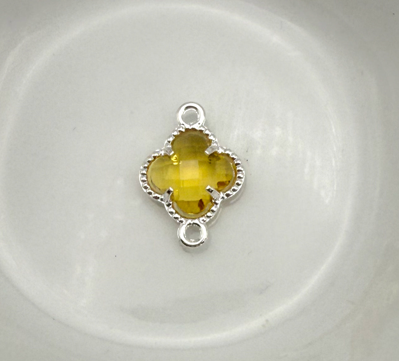 Colorful Double Link Clover Glass Charm Connectors-Gold & Silver