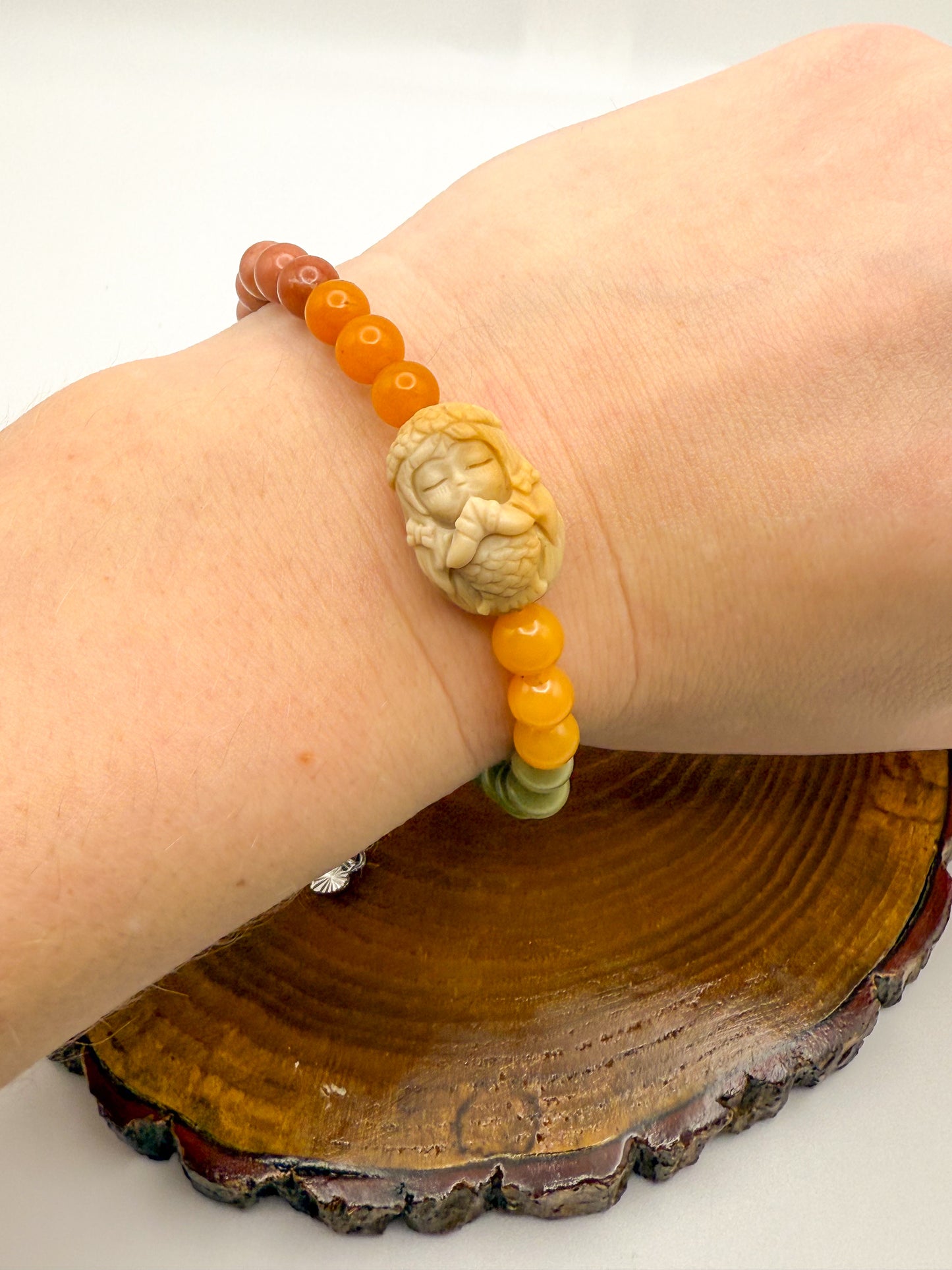 Natural Alashan Agate Peaceful Mermaid Adjustable Bracelet