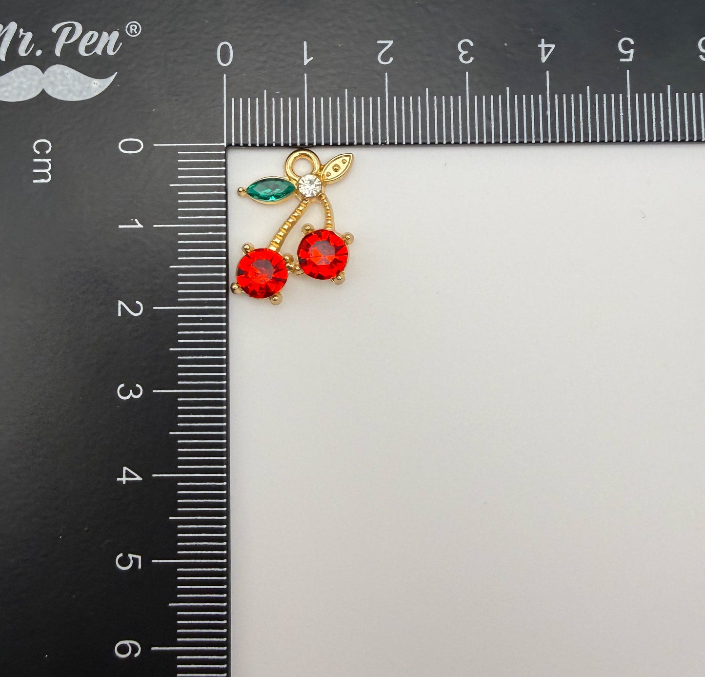 Red CZ Gold Cherry Metal Charms