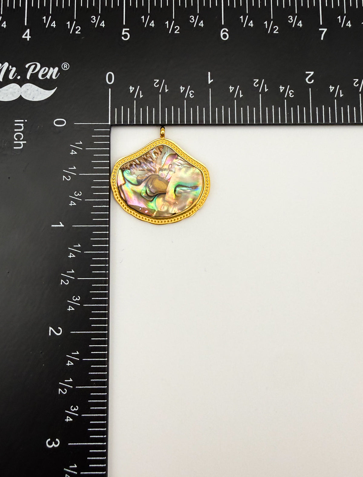 Gold Stainless Steel Natural Abalone Shell Freeform Charm Pendant