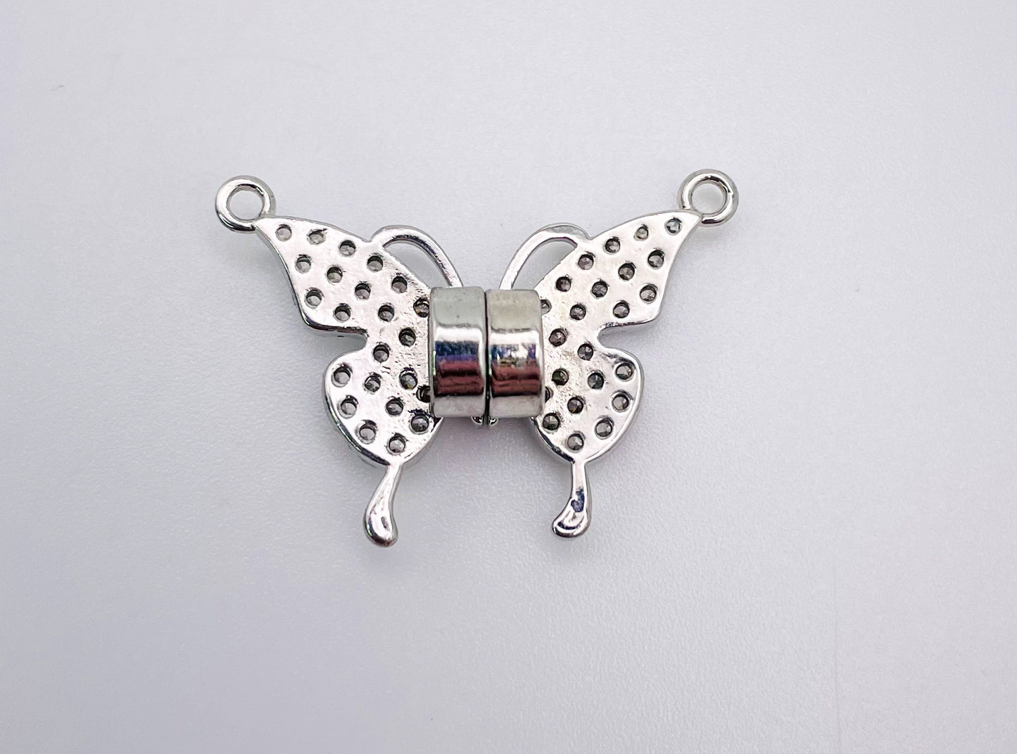 Magnetic Butterfly Pendant covered with micro pave zircon gems