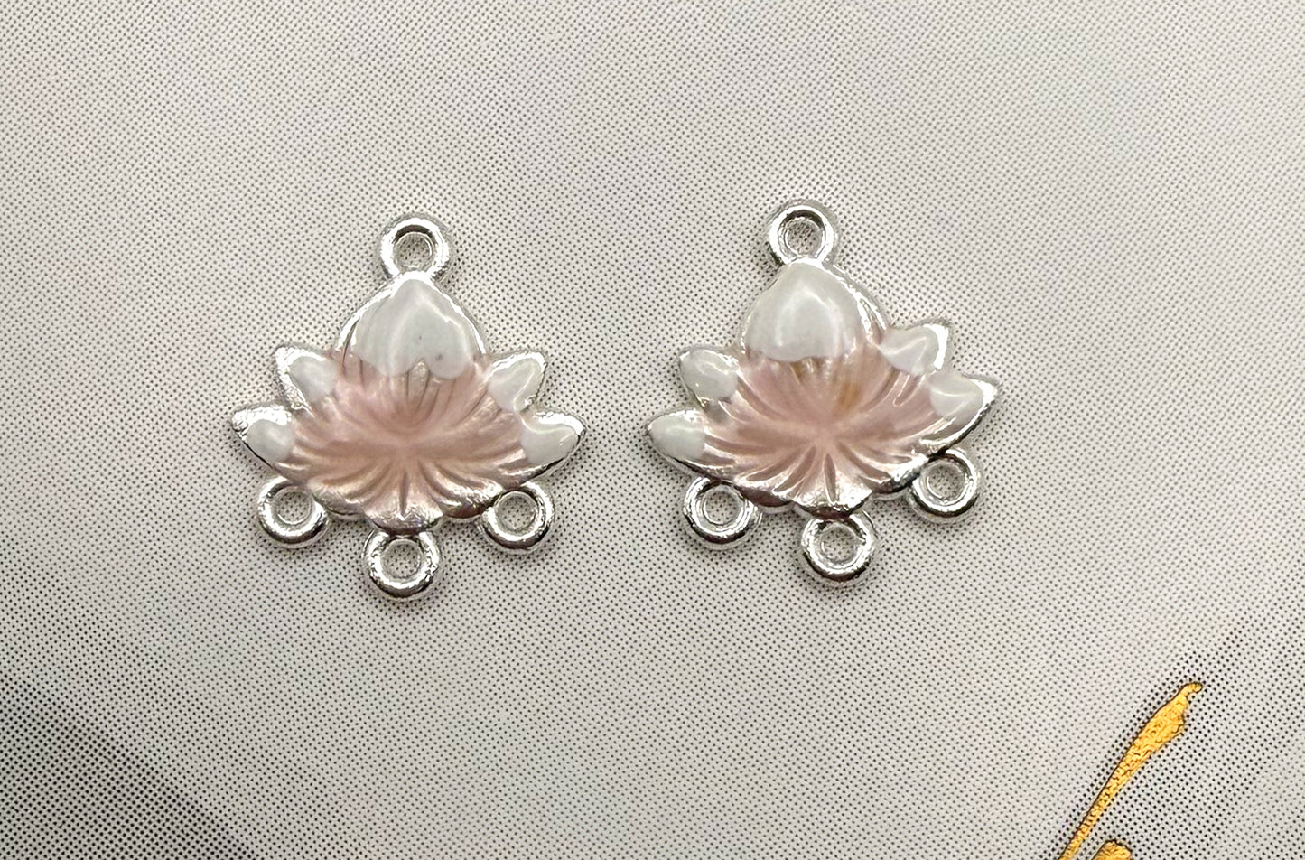 Silver Lotus Enameled Chandelier Metal Charms