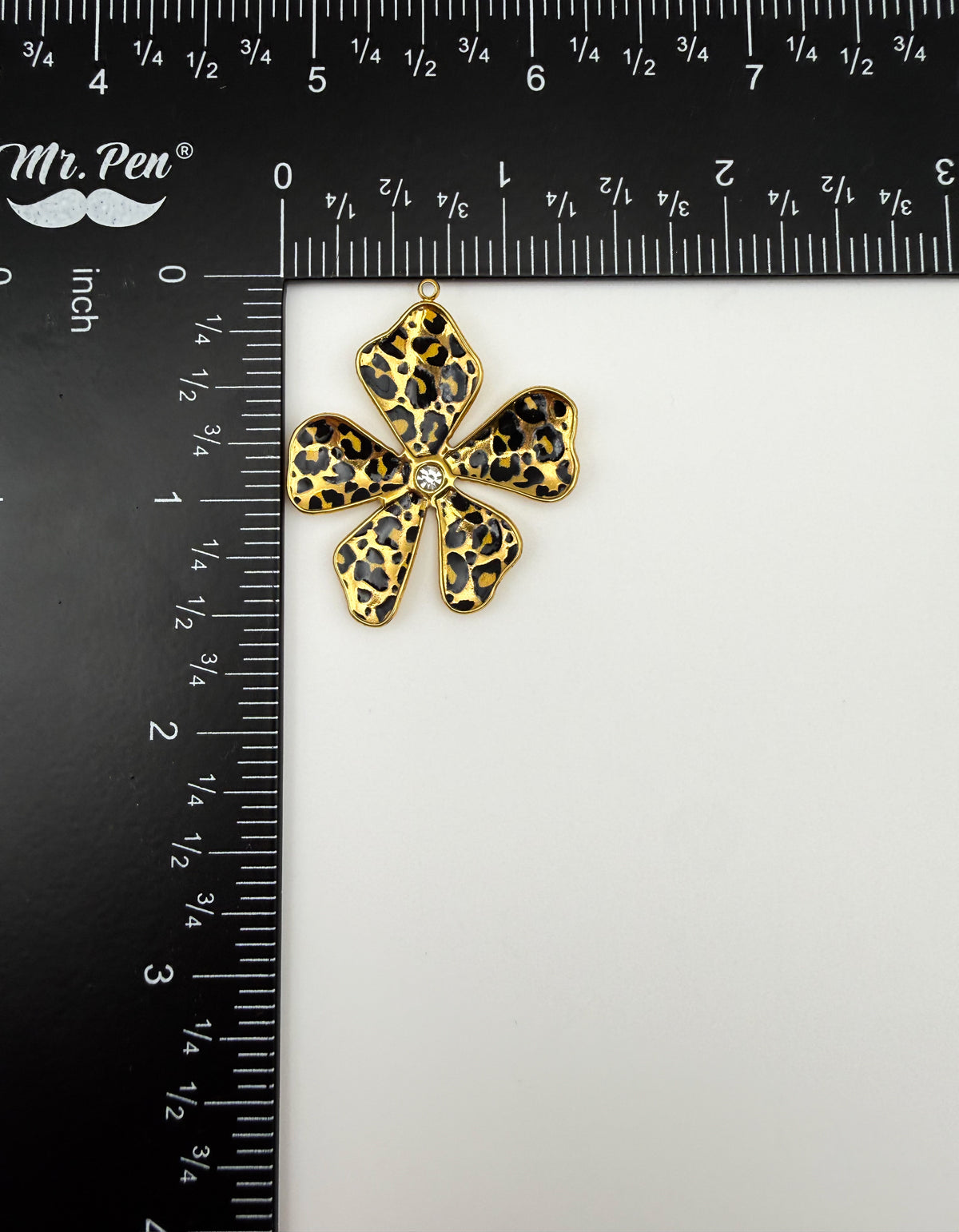 Gold Stainless Steel Leopard Print Flower Charm Pendants