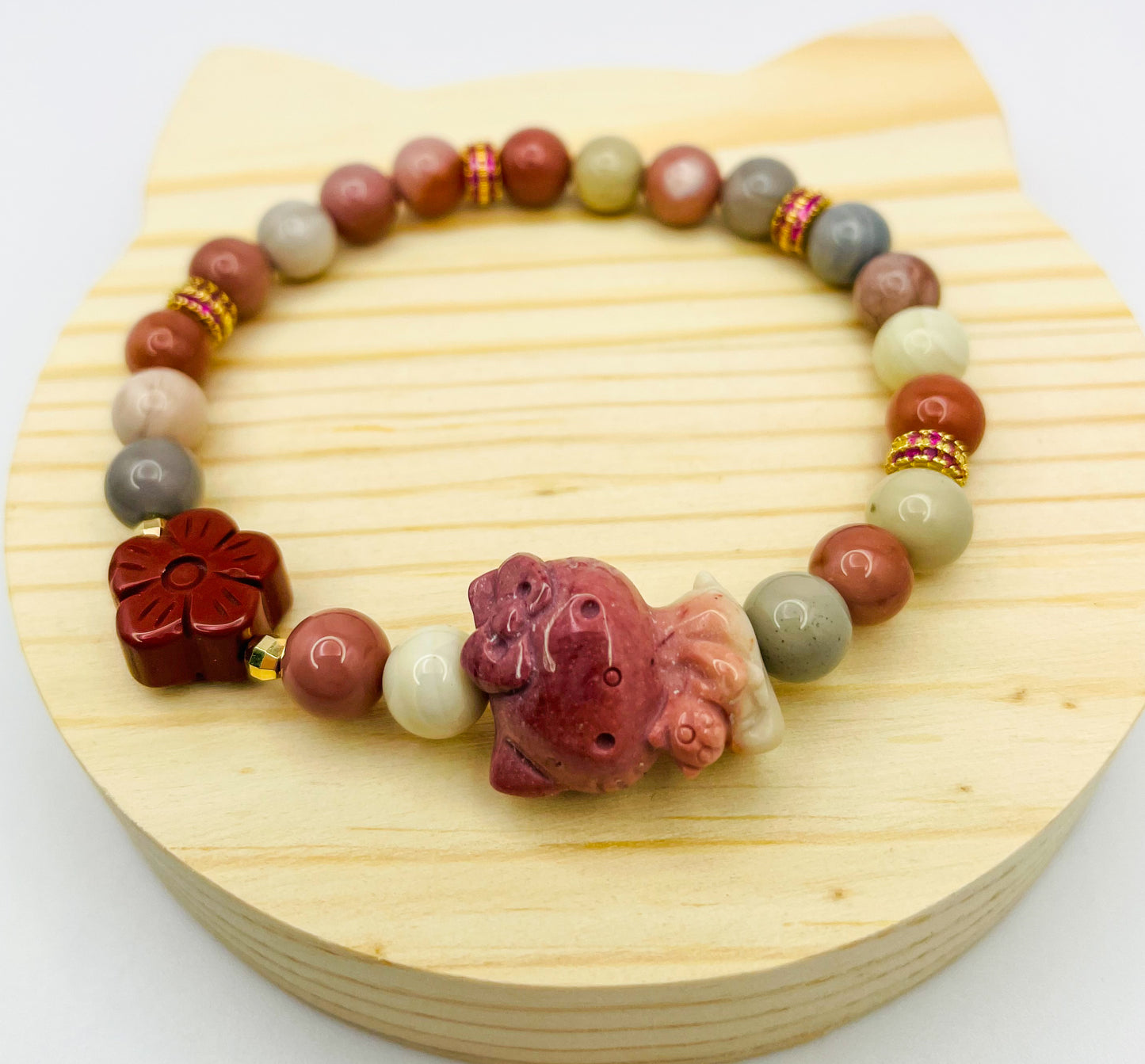 HK Alashan Agate Natural Crystal Statement Bracelet