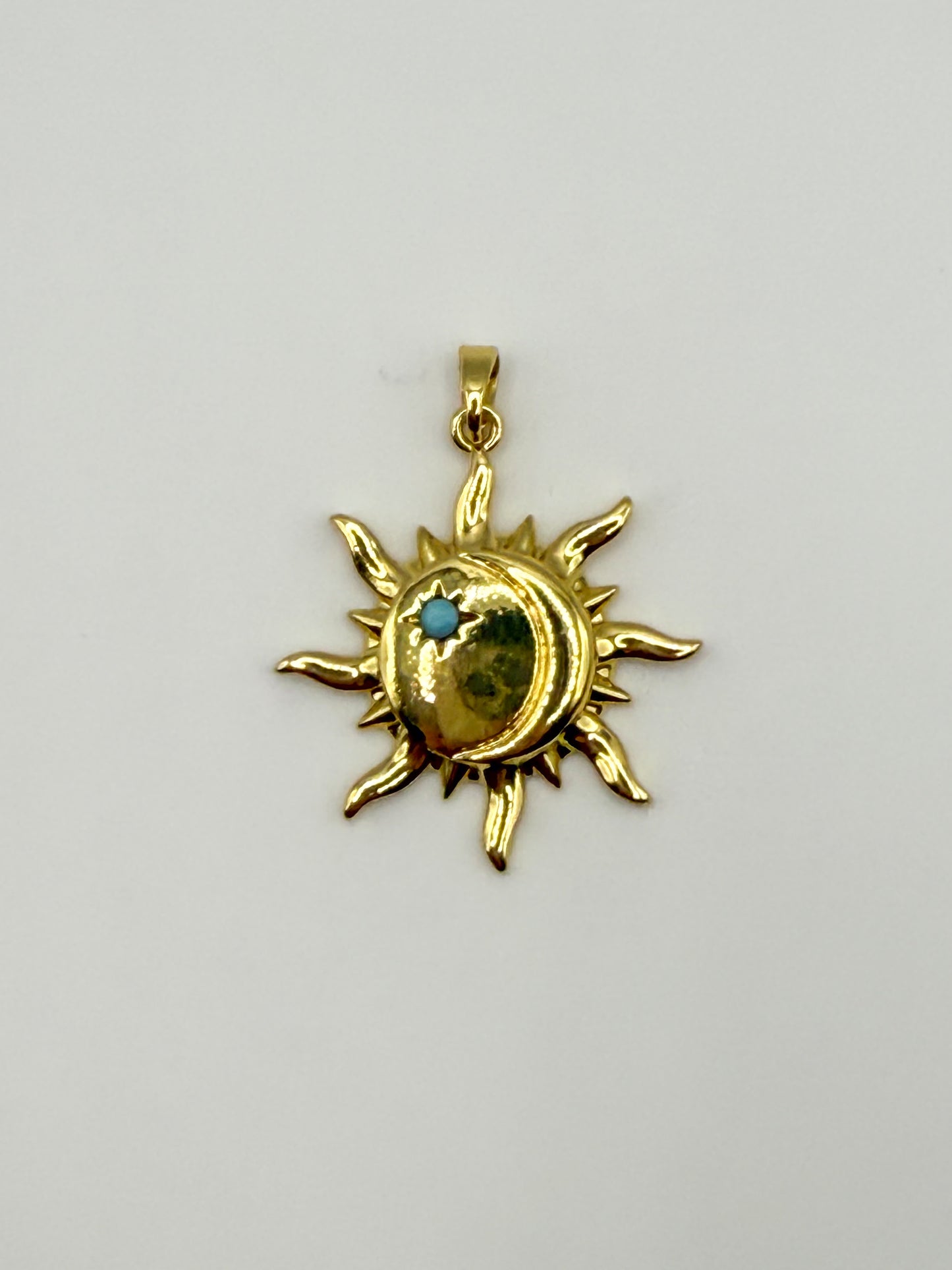 Stainles Steel Gold Moon & Sun Charm Pendant
