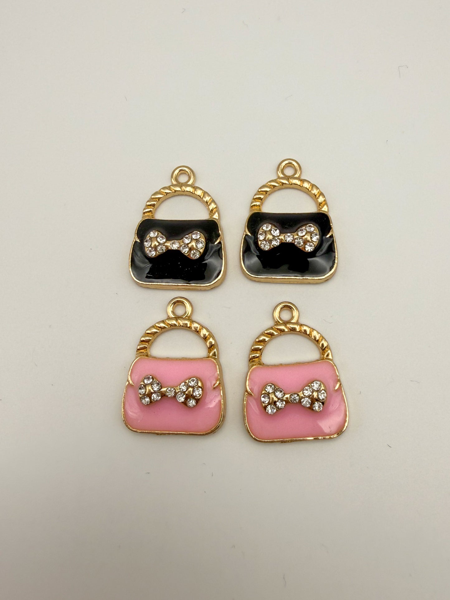 Gold & Enameled Bow Tie Inspired Purse DIY Metal Charm