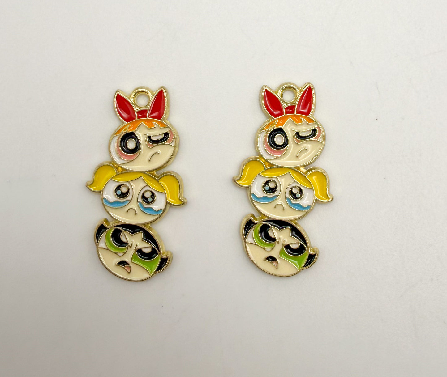 Stacked Power Puff Girl Gold Charms