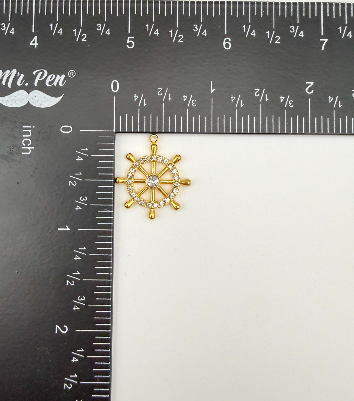 Gold Stainless Steel Bling Helm Boat Steering Wheel Charm Pendant DIY