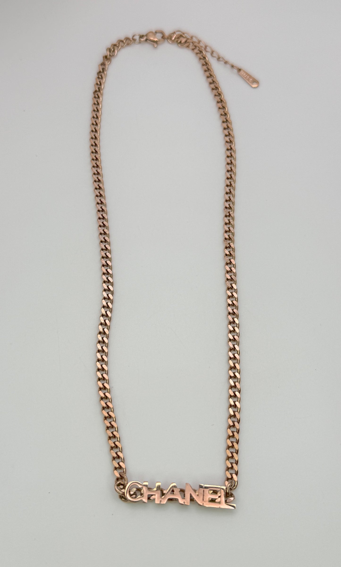 Rose Gold CC Cuban Style Adjustable Necklace