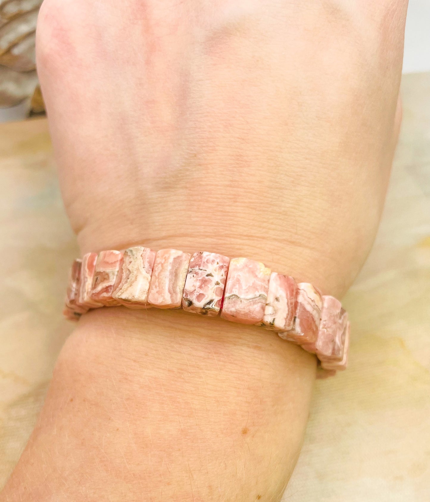 Natural Rhodochrosite Bangle Crystal Bracelet