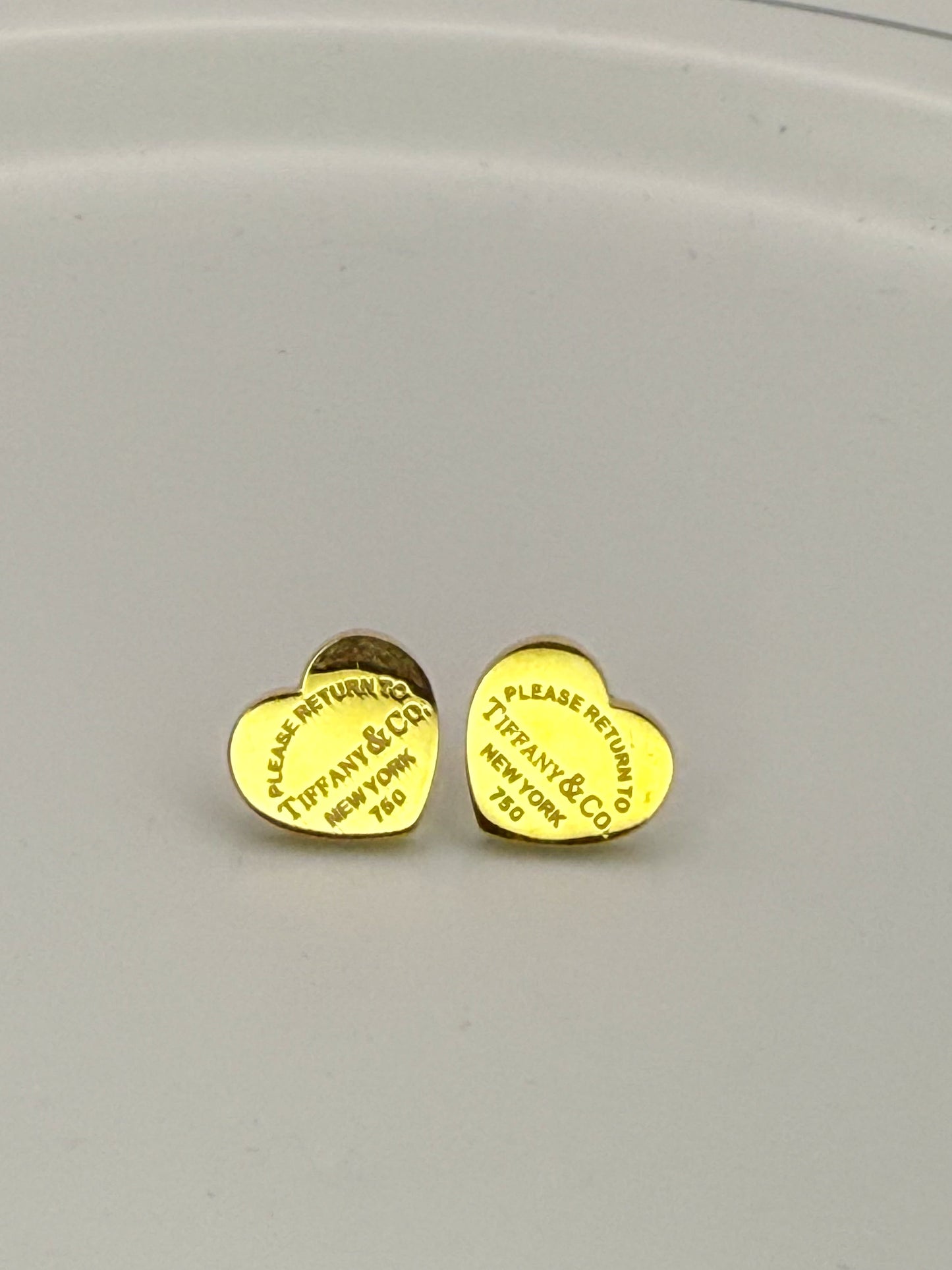 Gold Stainless Steel T&Co. Heart Stud Earrings