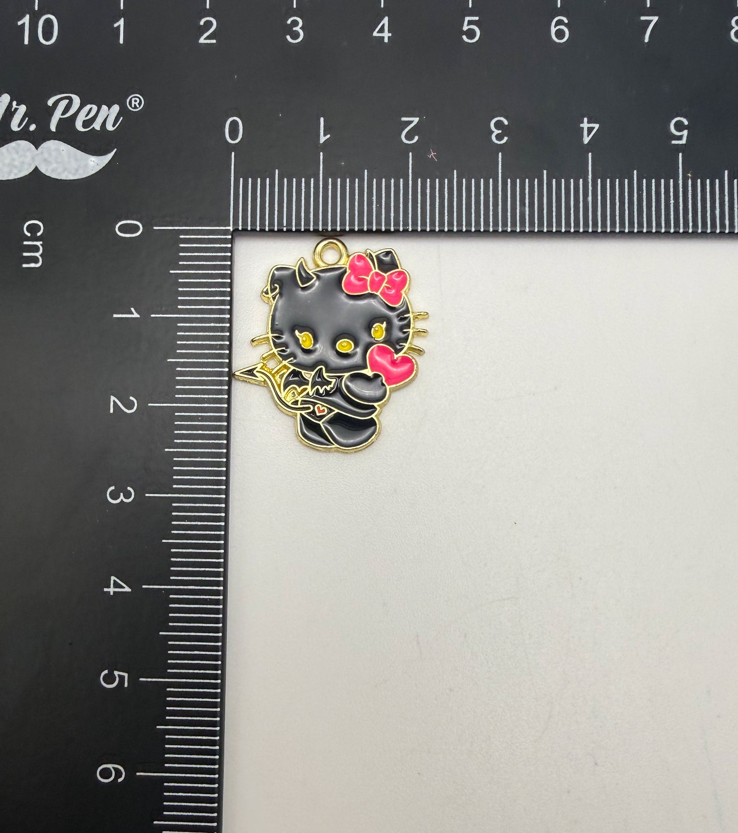 Gold & Black Enamel Cupid Hello Kitty DIY Metal Charms
