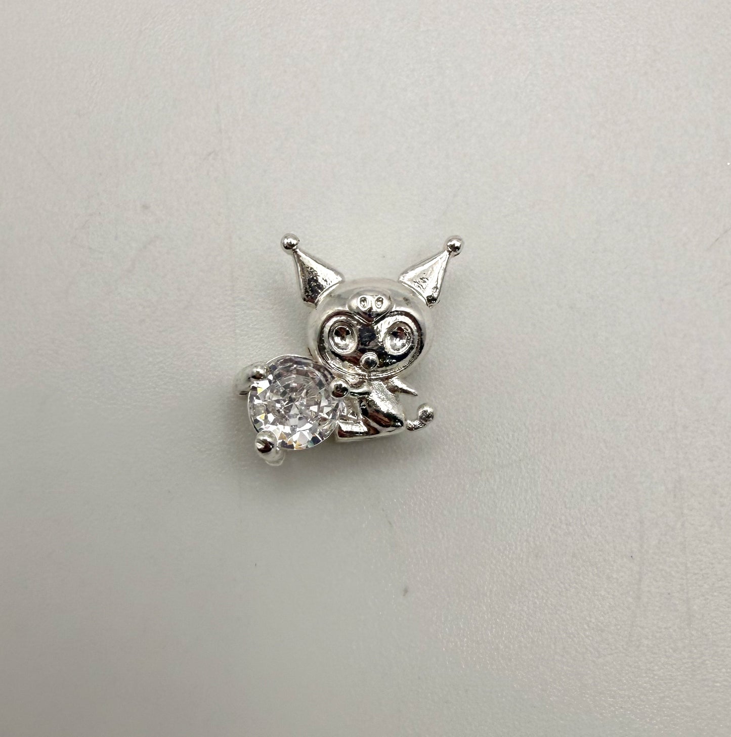 Sanrio’s Kuromi “KuKu” Gold and Silver Metal Spacer Charm Beads with Cubic Zirconia