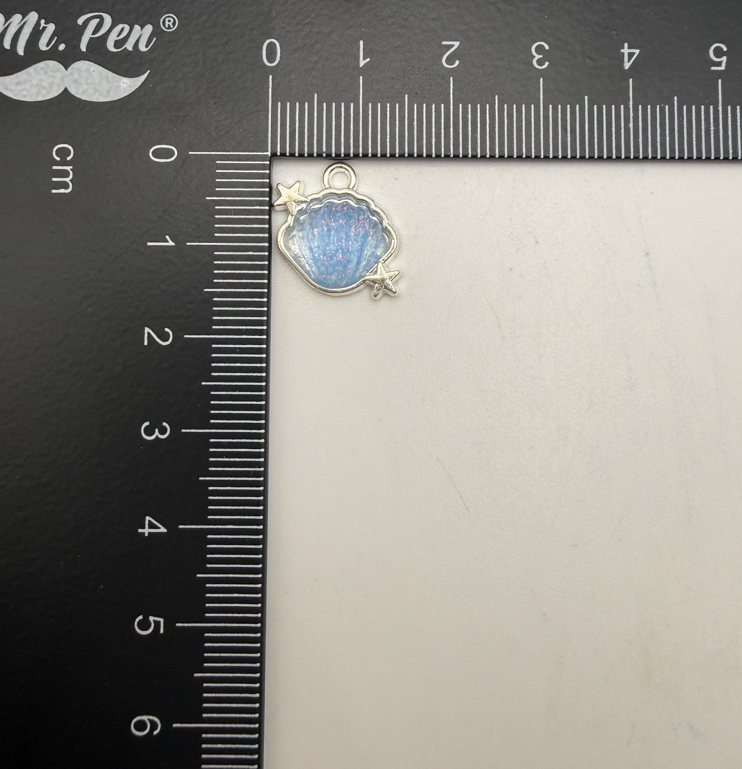 Silver Glittery Resin Filled Shell Metal DIY Charms