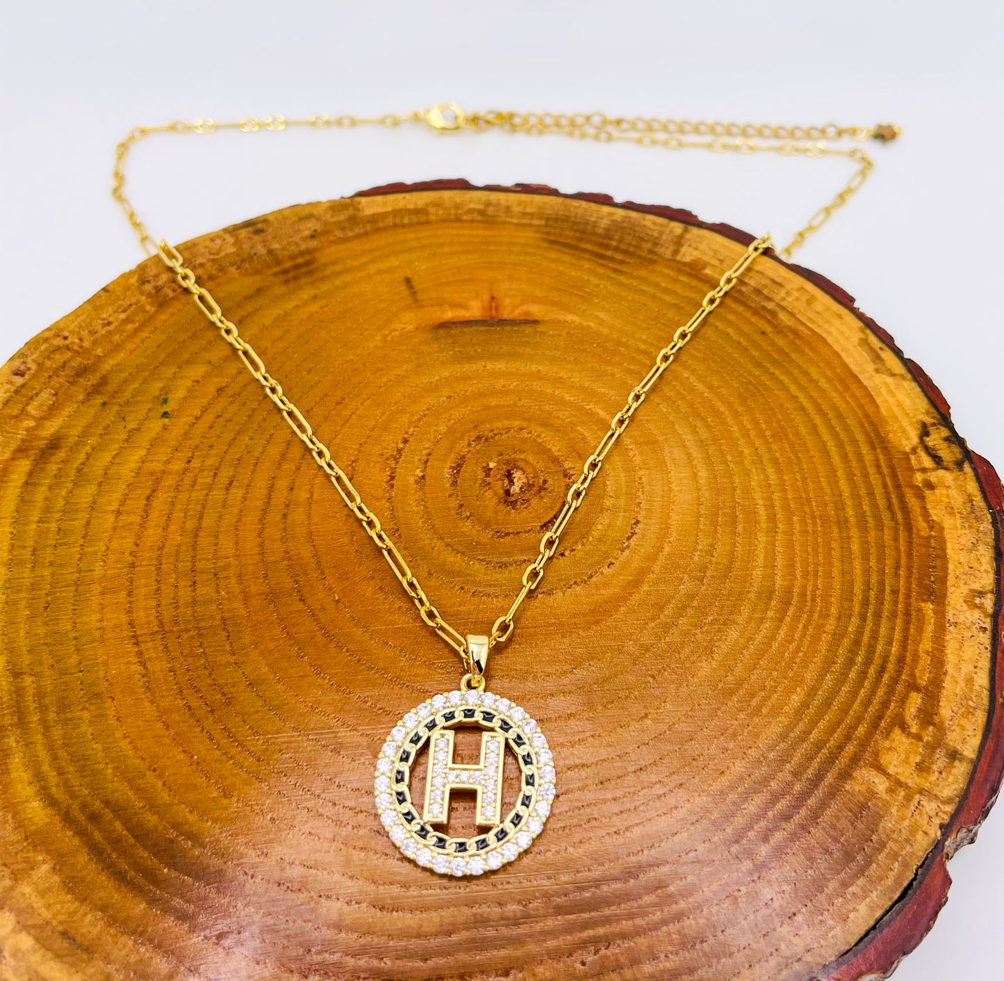 16k Gold H Brand Pendant Necklace