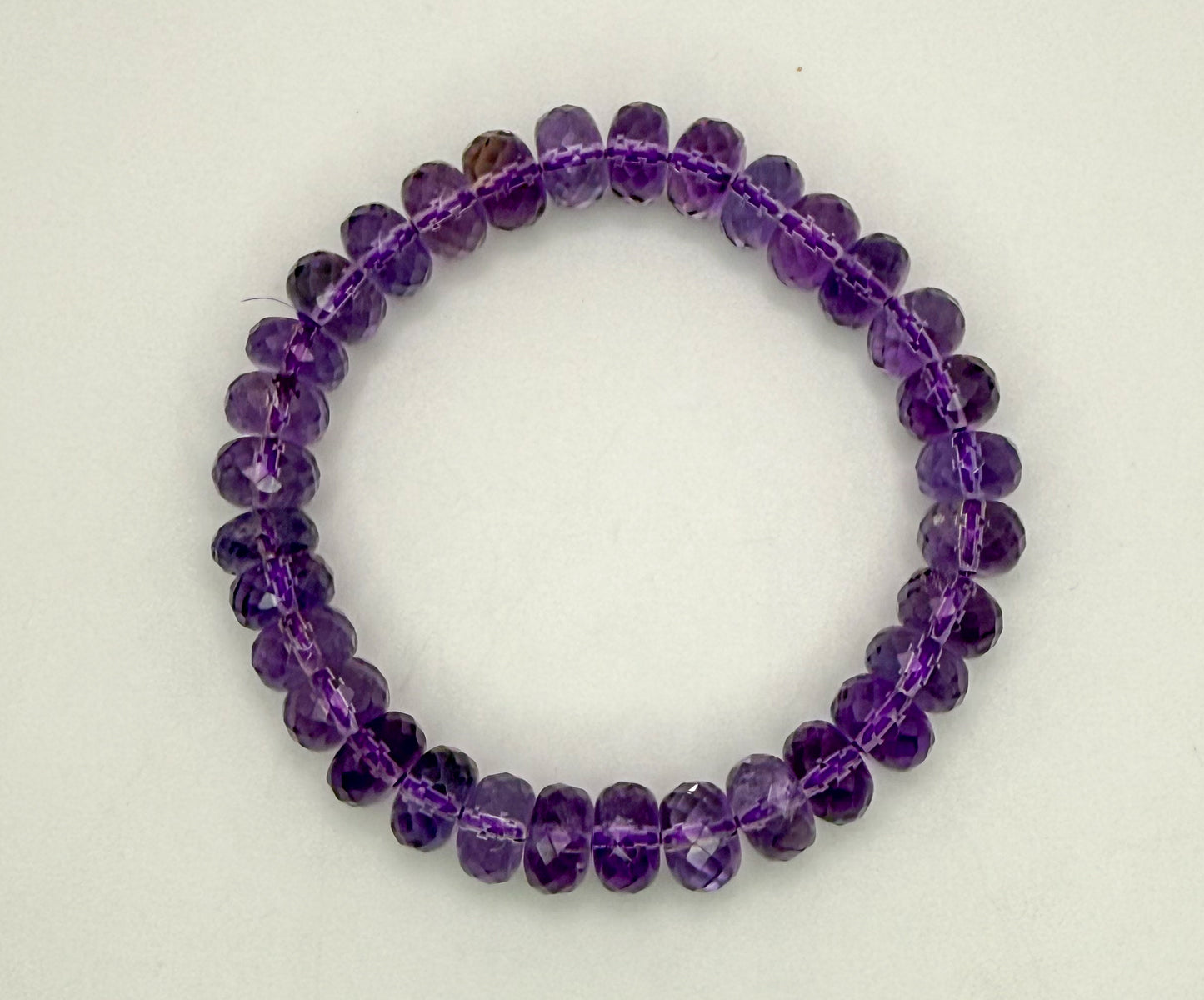 High Quality Natural Amethyst Faceted Donut Shaped Beaded Bracelet