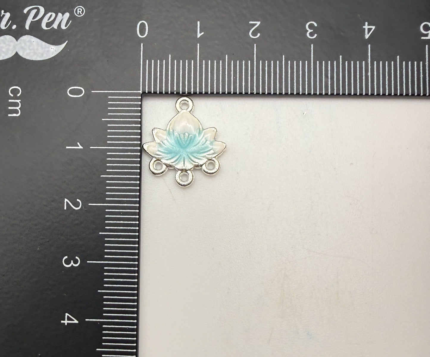 Silver Lotus Enameled Chandelier Metal Charms