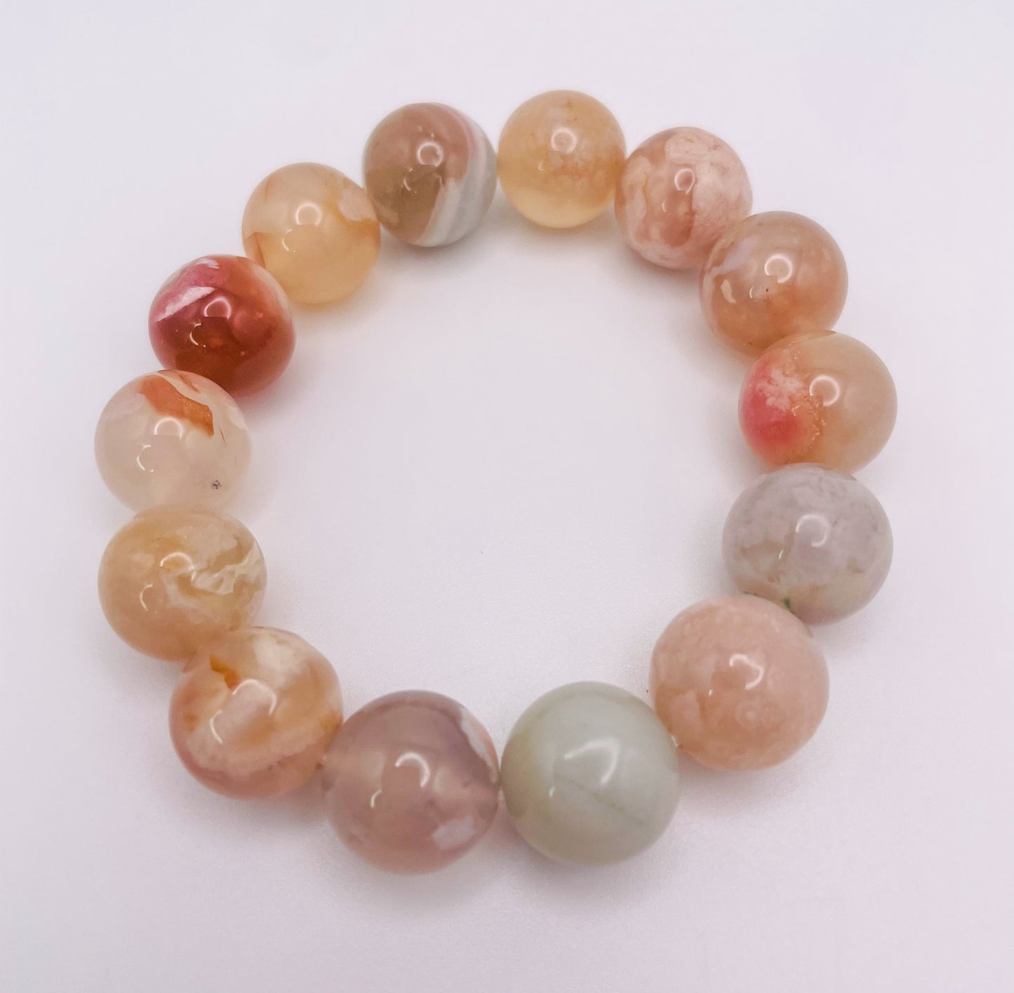 Natural Sakura Flower Agate Crystal Bracelet