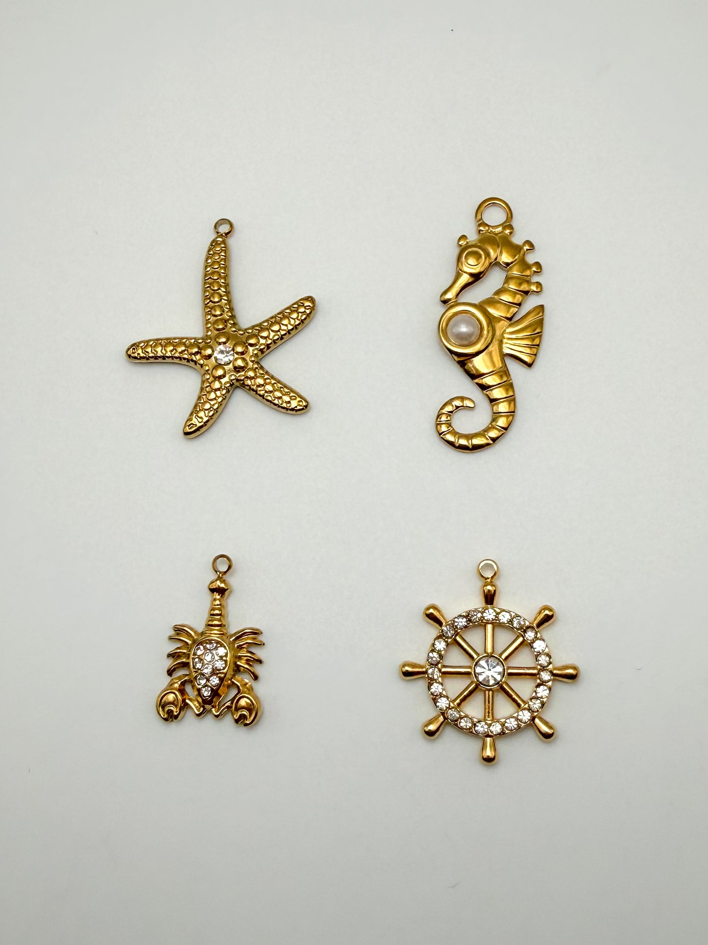 Stainless Steel Gold Ocean Animals & Object Charm Pendants