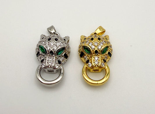 Gold & Silver Leopard Head HQ Charm Pendant