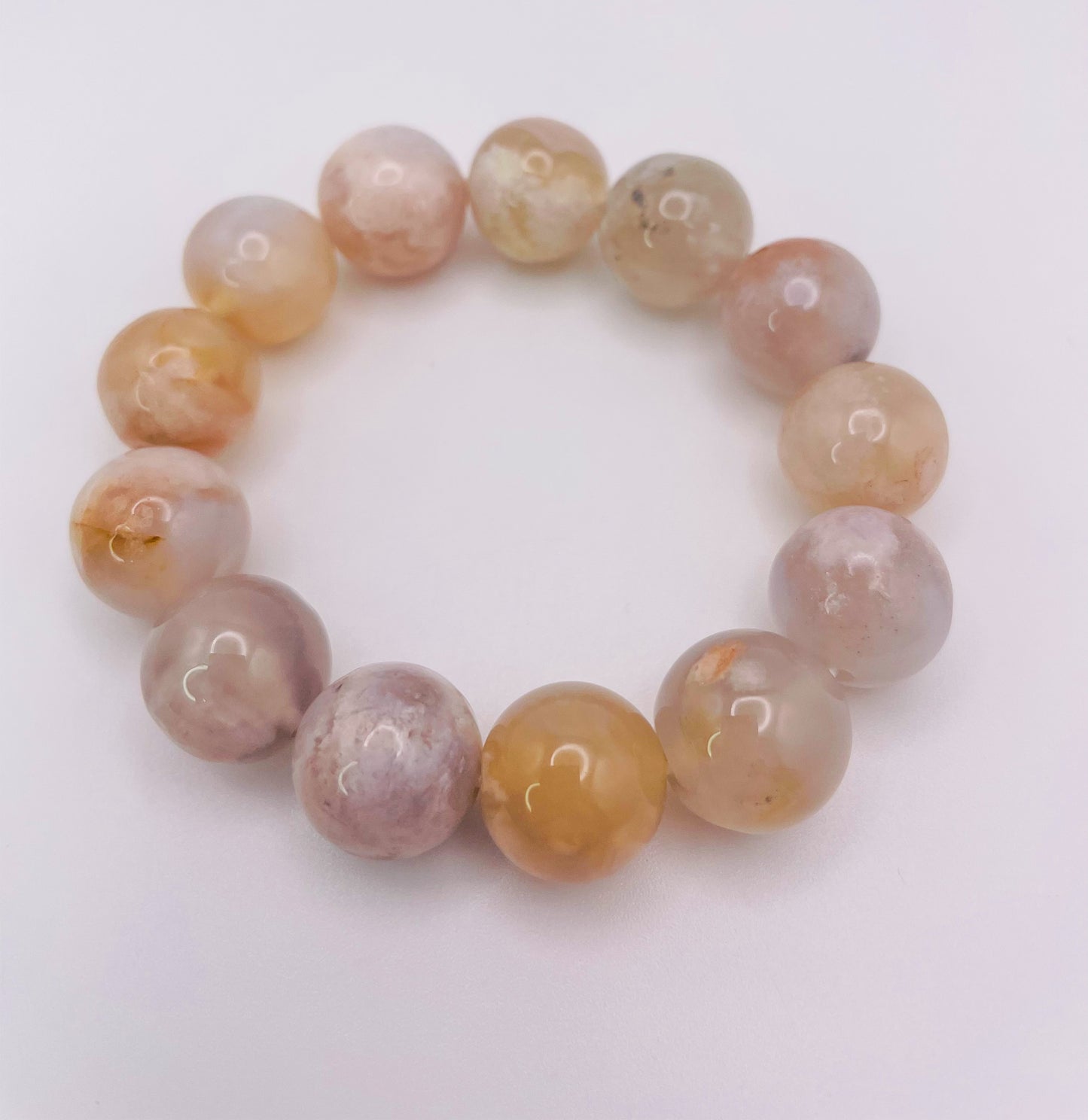 Natural Sakura Flower Agate Crystal Bracelet