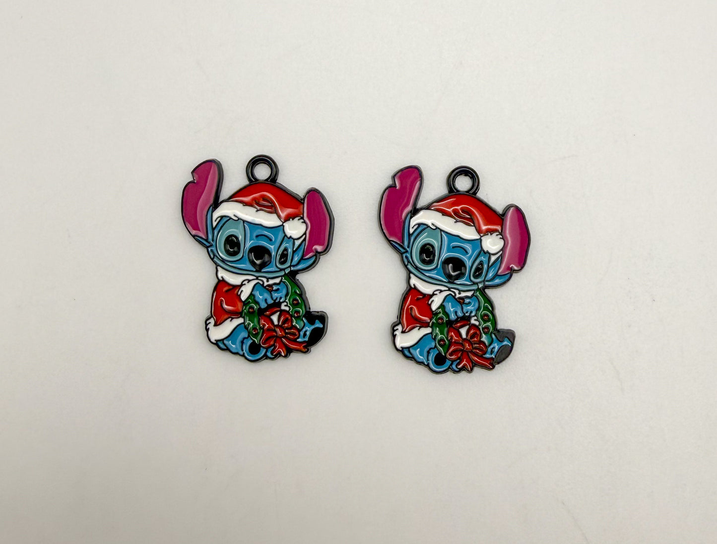 Christmas Stitch Blue Alien Metal Black Charms