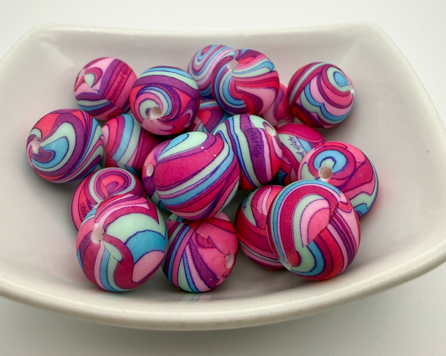 70s Style Flower Child Silicone Printed DIY Pen Keychain Beads