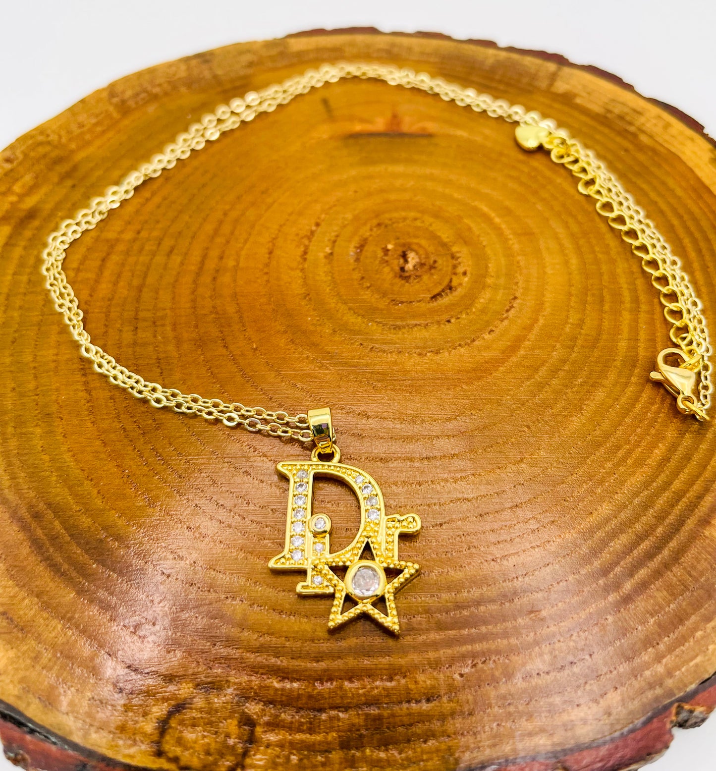 16k Gold Filled D Brand Pendant Necklace