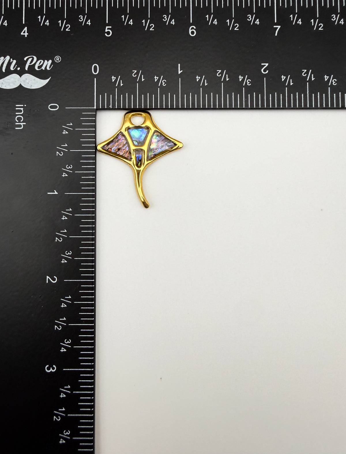 Gold Stainless Steel Abalone Shell Mantra Ray Sea Creature Charm Pendant DIY