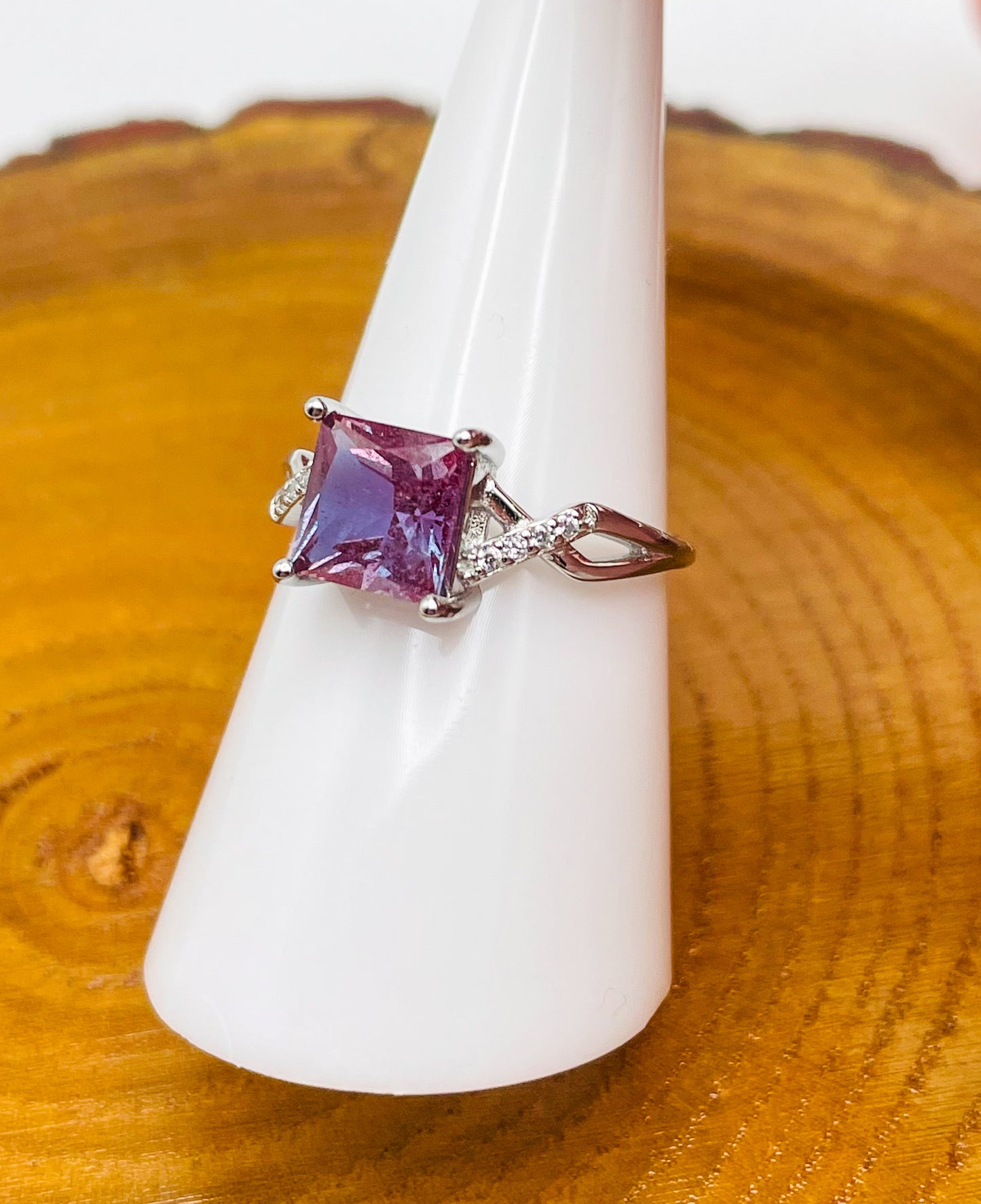 Sterling Silver Alexandrite Square Infinity Adjustable Ring