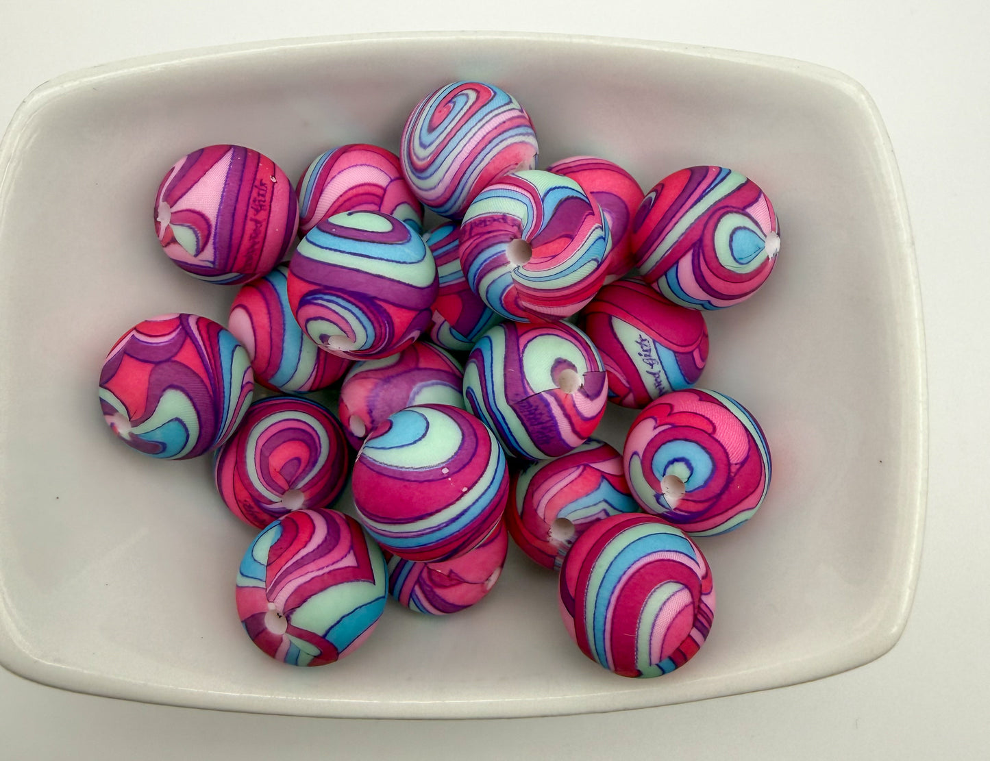 70s Style Flower Child Silicone Printed DIY Pen Keychain Beads