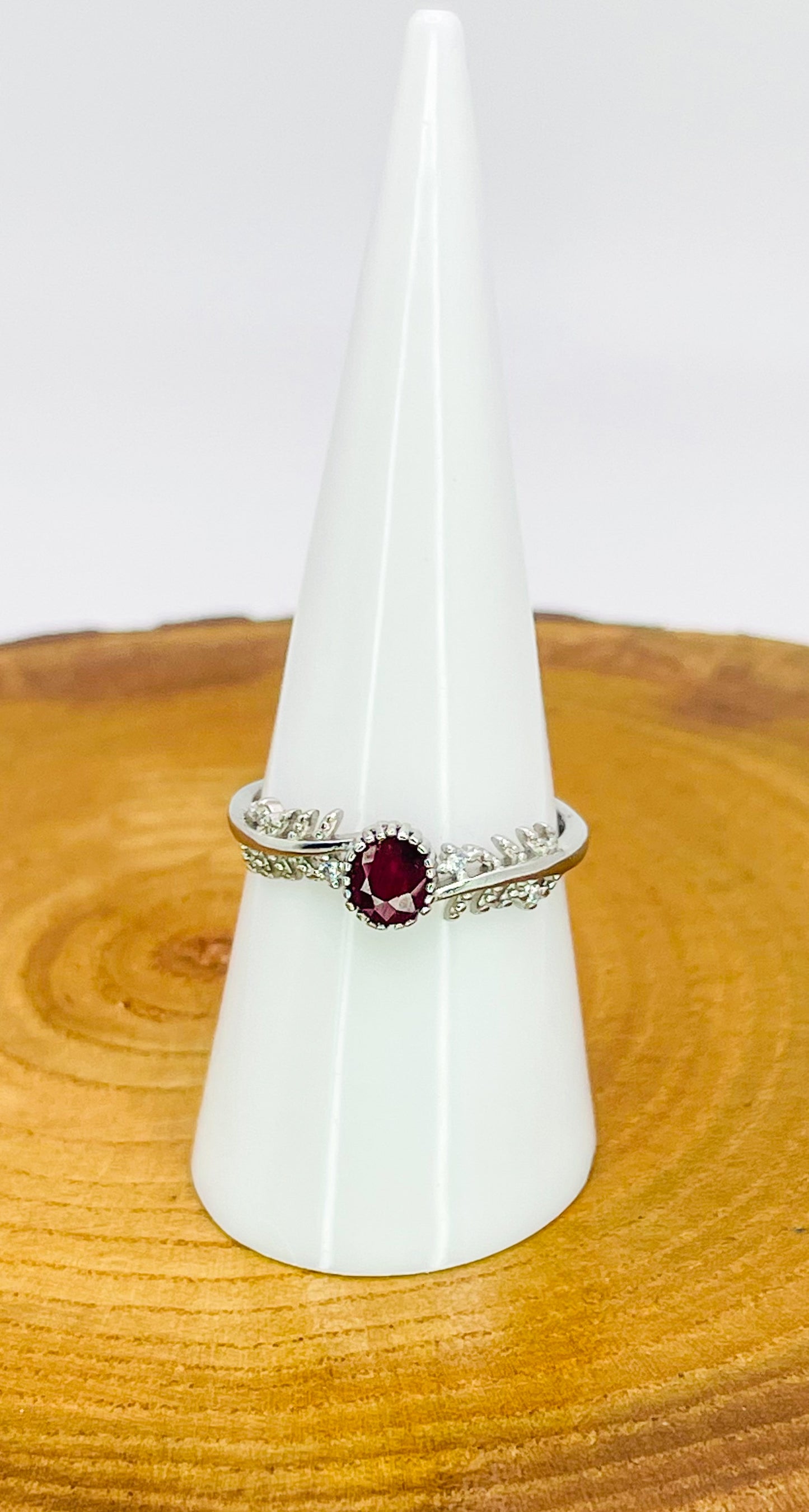 Sterling Silver S925 Natural Ruby Adjustable Rings