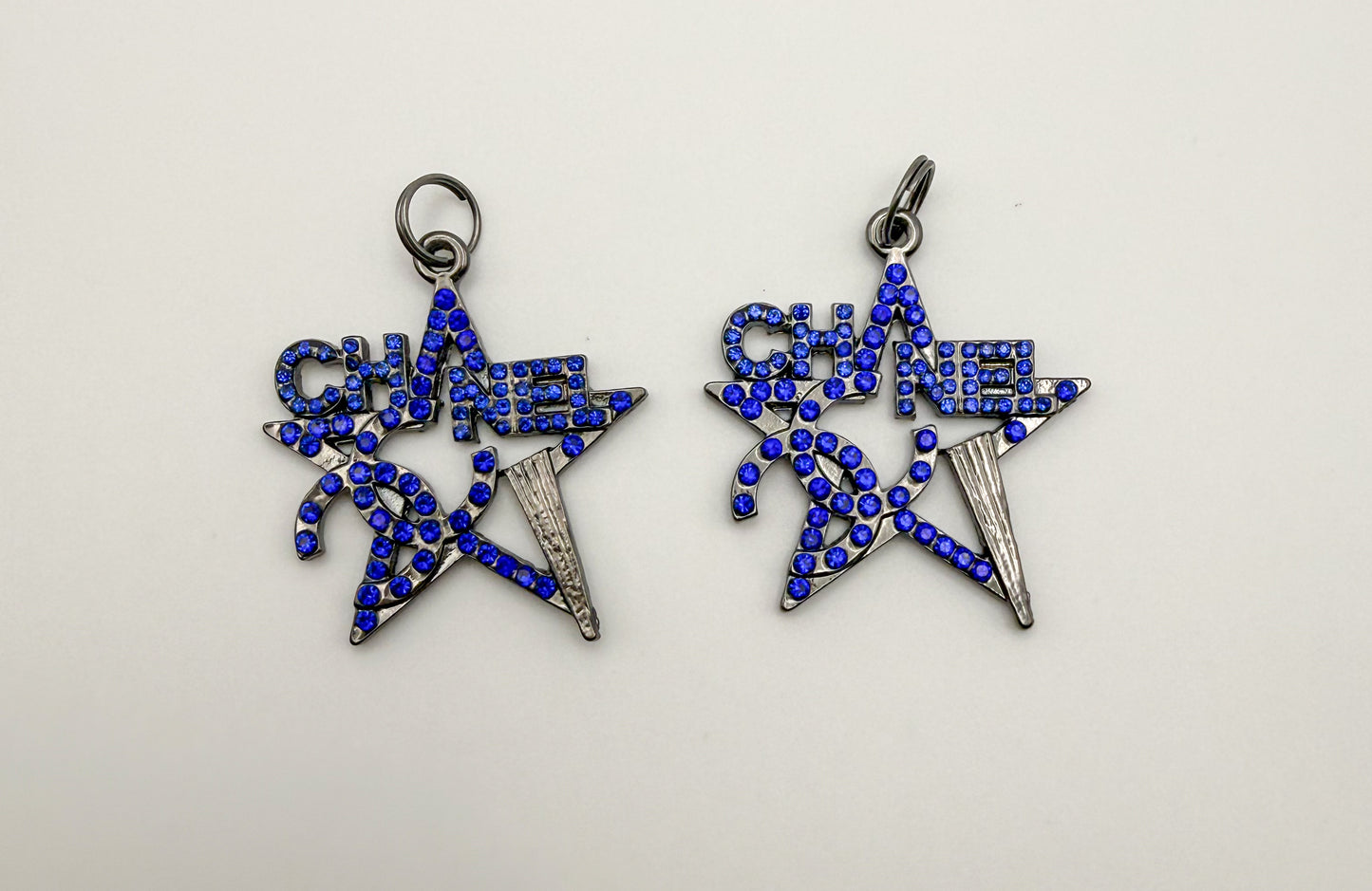 High Quality Blue Rhinestone Chanel Star Design DIY Charm Pendant