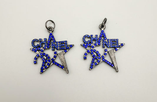 High Quality Blue Rhinestone Chanel Star Design DIY Charm Pendant