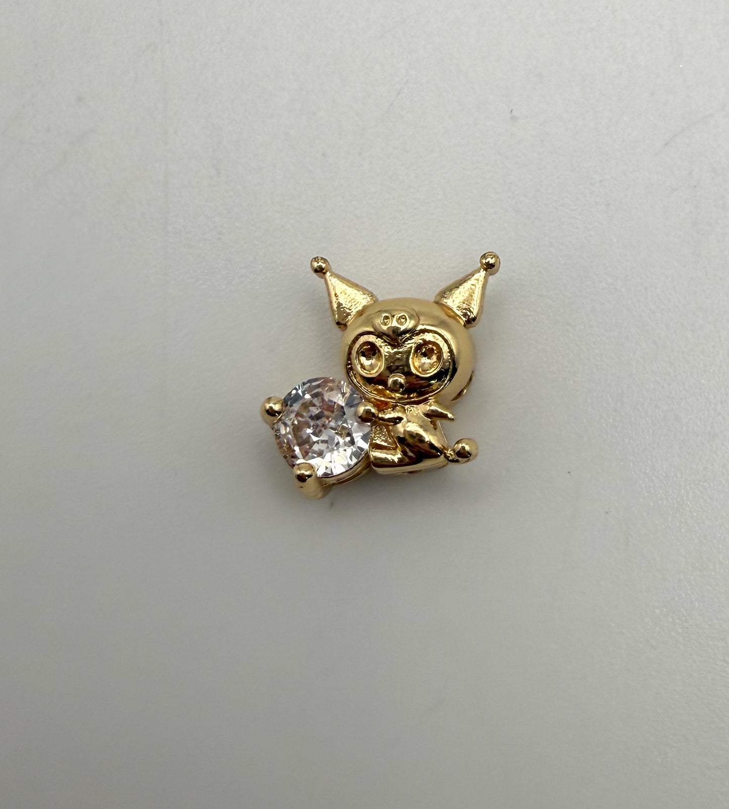 Sanrio’s Kuromi “KuKu” Gold and Silver Metal Spacer Charm Beads with Cubic Zirconia