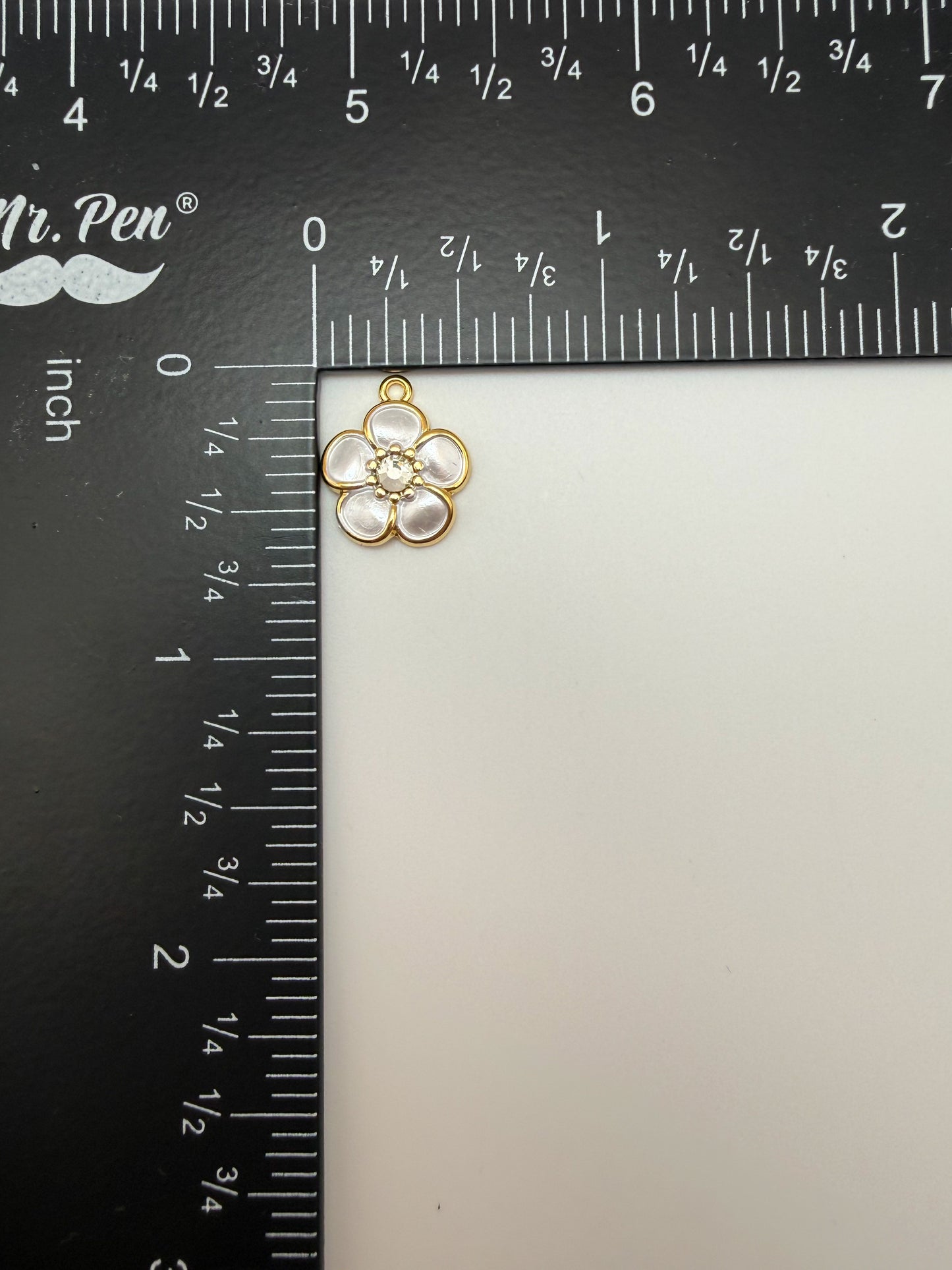 Stainless Steel Mini Gold Enamel Sakura Flower Charms