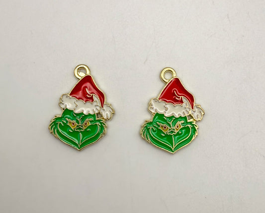 Gold Grinch Metal DIY Charms